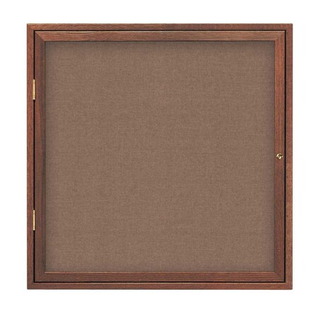 United Visual Products Triple Door Enclosed Radius EZ Tack Board, 72"x48", Header, Gold/Marble UV70155EZ-MARBLE-GOLD